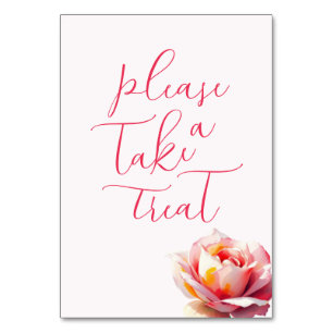 Warm Coral Watercolor Rose Greeting Table Number