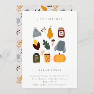 Warm Cosy Autumn Essential Any Age Birthday Invite