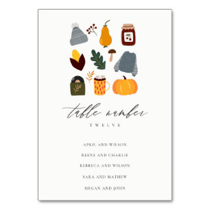 Warm Cosy Autumn Essential Wedding Seating Chart Table Number