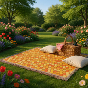 Warm & Cosy Bee-Inspired  Honeycomb Fleece Blanket