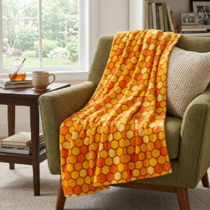 Warm & Cosy Bee-Inspired Honeycomb Fleece Blanket