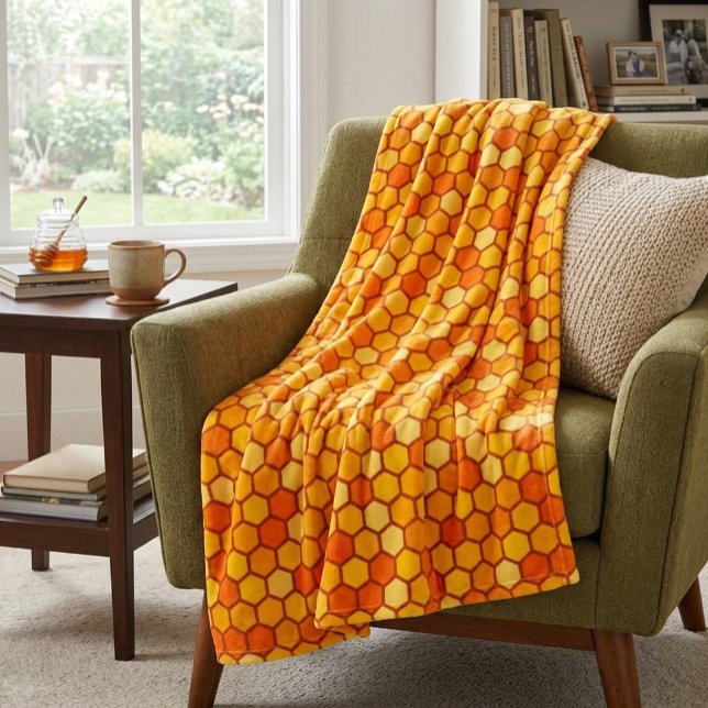 Warm & Cosy Bee-Inspired  Honeycomb Fleece Blanket (Creator Uploaded)