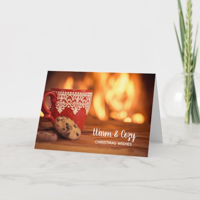Warm & Cosy Christmas Wishes Holiday Card (Front)