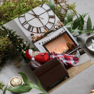 Warm Cosy Fireplace Santa Merry Christmas Card