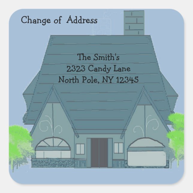 Warm Cosy House Change of Address Square Sticker (Front)