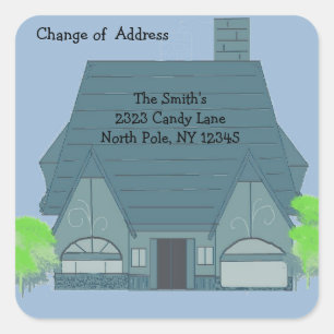 Warm Cosy House Change of Address Square Sticker