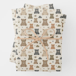 Warm Cream Teddy Bear Gift Wrapping Paper
