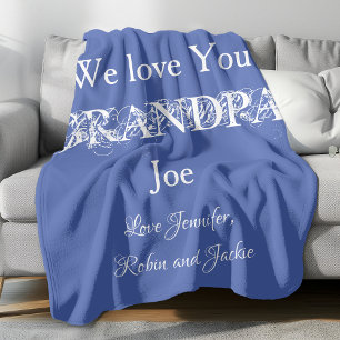 Warm & Cuddly Gift for Grandpa. Gorgeous, Custom Fleece Blanket