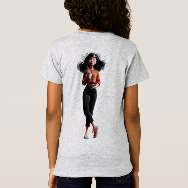 "Warm cup, warm heart, fresh start." T-Shirt (Back)