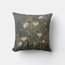 Warm Dark Grey Peach Sage Vintage Wildflower