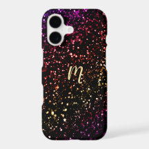 Warm Dark Rainbow Glitter Monogram iPhone X Case