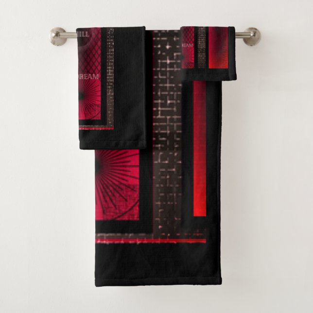 Warm Deep Red and Black Towel Set (Insitu)