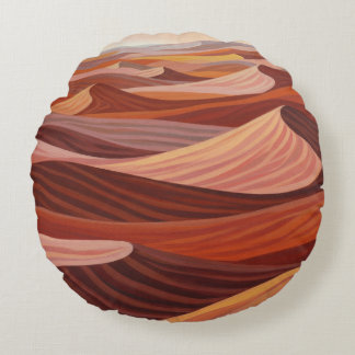 Warm Desert Landscape - Scenic Art Print Round Cushion