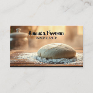 Warm Dough on Wooden Table Baking Business Card