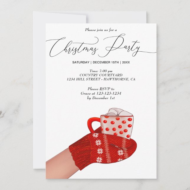 warm drink in hand christmas party invitation (Front)