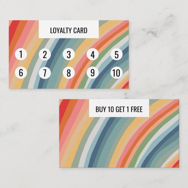 Warm Earth Rainbow Minimalist Handmade Stripes 10 Loyalty Card (Front/Back)