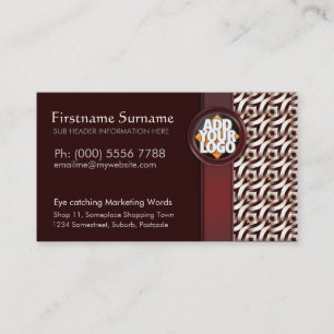 Warm Earth Reds w/ Logo Pattern Business Cards