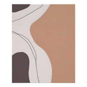 Warm Earth Tone Abstract with Organic Lines Poster