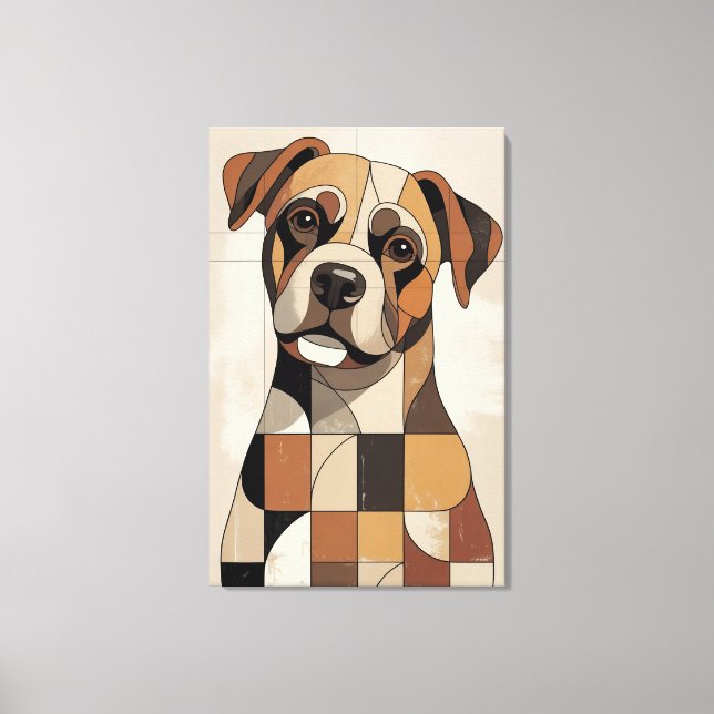 Warm Earth Tone Geometric Boxer Canvas Print (Front)