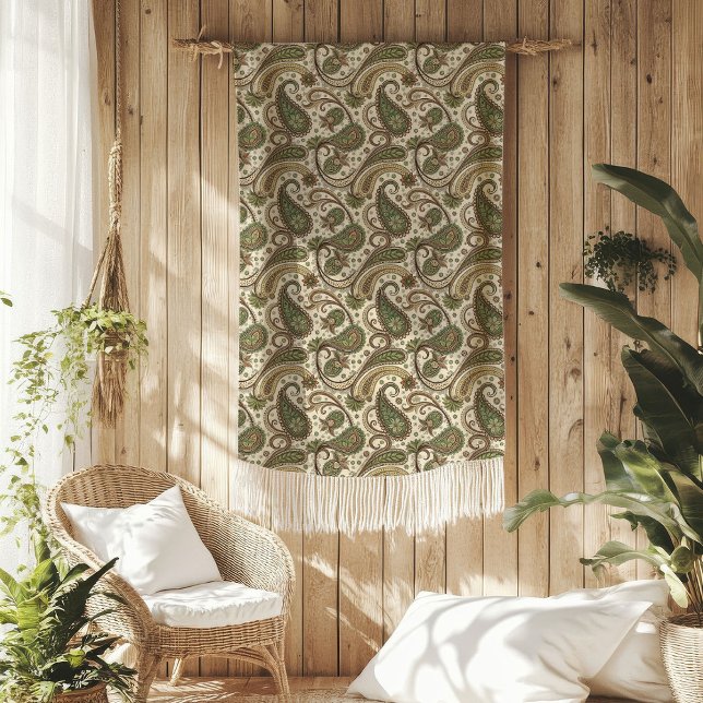 Warm Earth-Toned Blanket with Paisley Swirls (Warm Earth-Toned Blanket with Paisley Swirls)