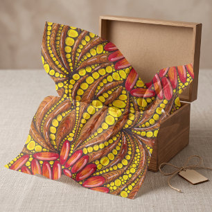 Warm Earthy Boho Abstract Botanical Art Pattern Tissue Paper