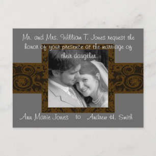 Warm Earthy Hues Golden Yellow Grey Black Wedding Invitation Postcard