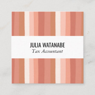 Warm Earthy Minimalist Stripes Terracotta Clay Square Business Card