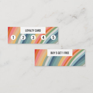 Warm Earthy Rainbow Minimalist Handmade Stripes  Loyalty Card