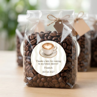 Warm Editorial Thanks A Latte Favour Sticker