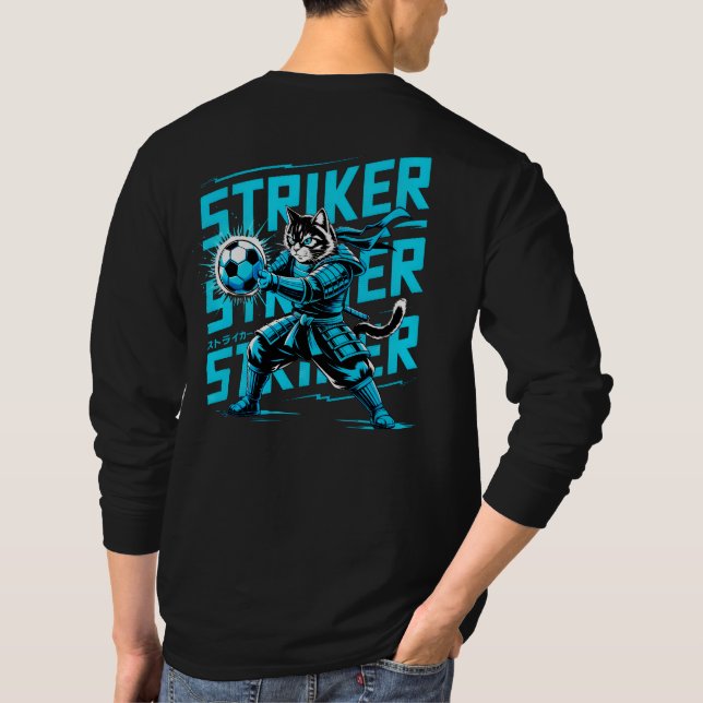 Warm Electric Samurai Cat - Casual Comfort T-Shirt (Back)