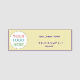 Warm Energy Goldenrod Yellow Custom Logo, Text Name Tag