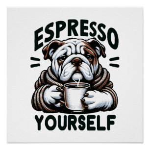 Warm Espresso Bulldog - Cosy Coffee Poster