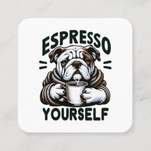 Warm Espresso Bulldog - Cosy Coffee Square Business Card