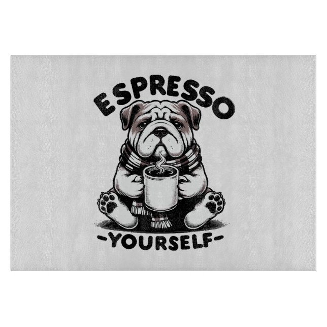 Warm Espresso Bulldog Cutting Board (Front)