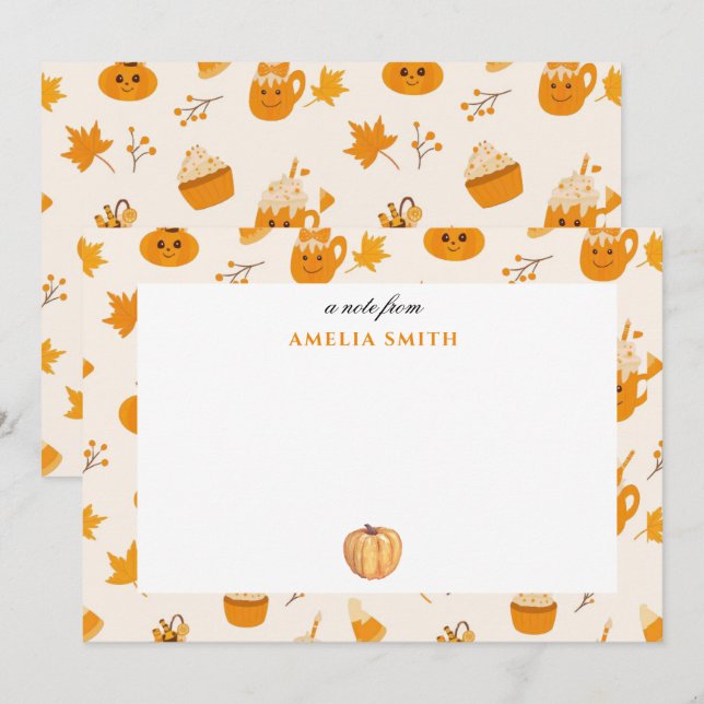 Warm Fall Autumn pumpkin Note Card (Front/Back)