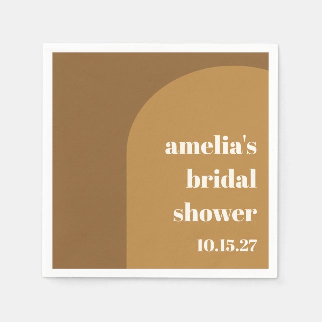 Warm Fall Brown Arch Custom Retro Bridal Shower Napkin (Front)