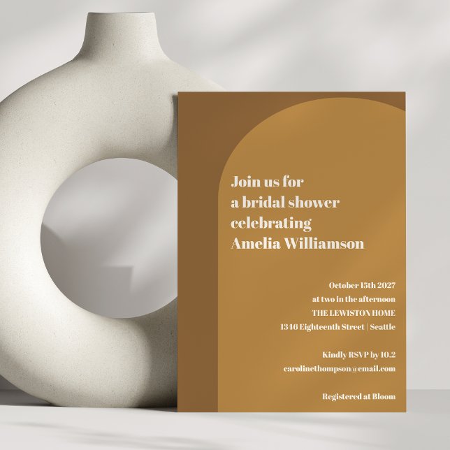 Warm Fall Brown Colour Block Arch Bridal Shower Invitation (Creator Uploaded)