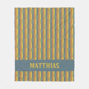 Warm Fall Colours Retro Lacrosse Sticks and Stripe Fleece Blanket