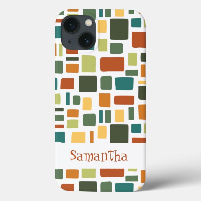 Warm Fall Colours Wonky Squares & Rectangles Case-Mate iPhone Case (Back)