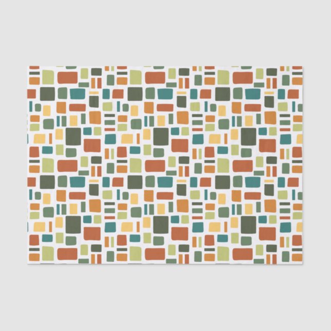 Warm Fall Colours Wonky Squares & Rectangles Tissue Paper (Front)