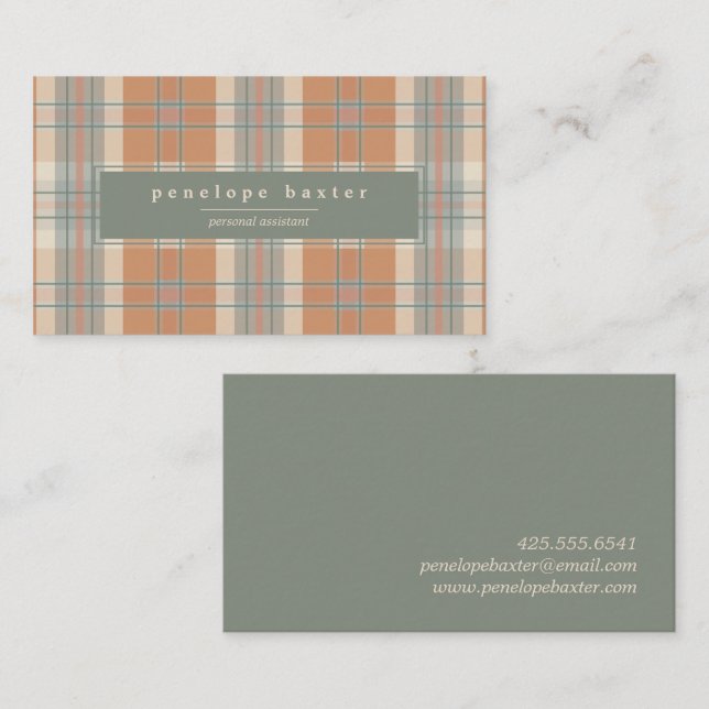 Warm Fall Plaid Business Card (Front/Back)