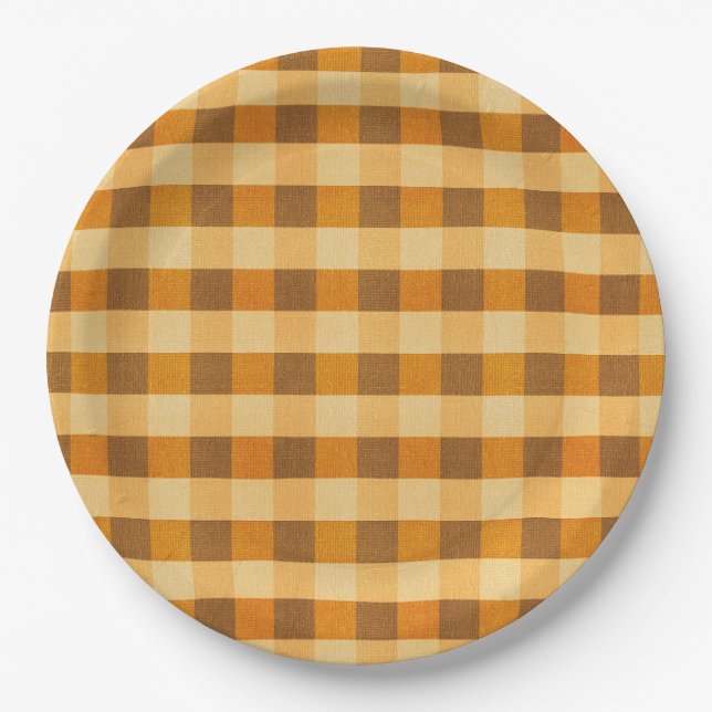 Warm Fall Plaid  Paper Plate (Front)