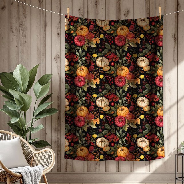 Warm Fall-Themed Blanket Rustic Pumpkins & Blooms (Warm Fall-Themed Blanket Rustic Pumpkins & Blooms)