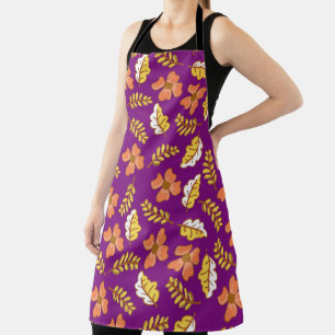 Warm Falling Autumn Leaves with Flowers Apron