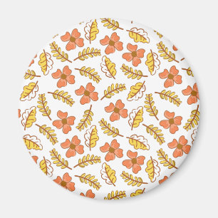 Warm Falling Autumn Leaves with Flowers Magnet
