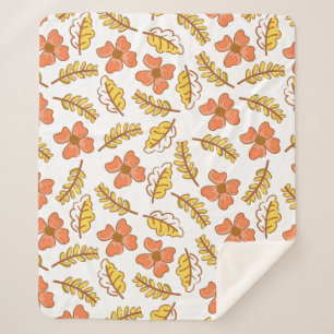 Warm Falling Autumn Leaves with Flowers Sherpa Blanket