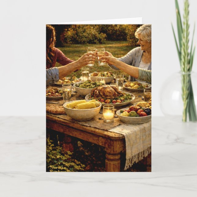 Warm Family Dinner Gathering Greeting Card (Front)