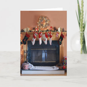 Warm Fireplace Wishes Holiday Card