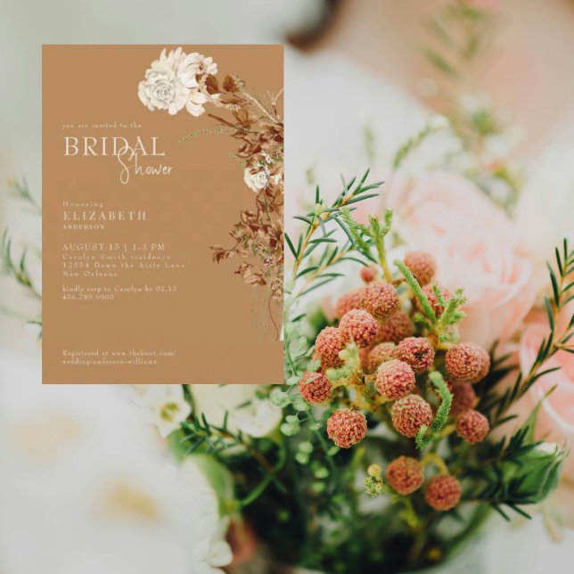 Warm Floral Caramel  Bridal Shower  Invitation (Creator Uploaded)
