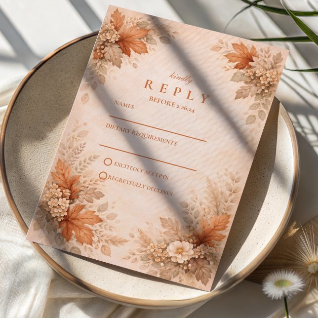 Warm Floral Fall Wedding RSVP Card (Creator Uploaded)